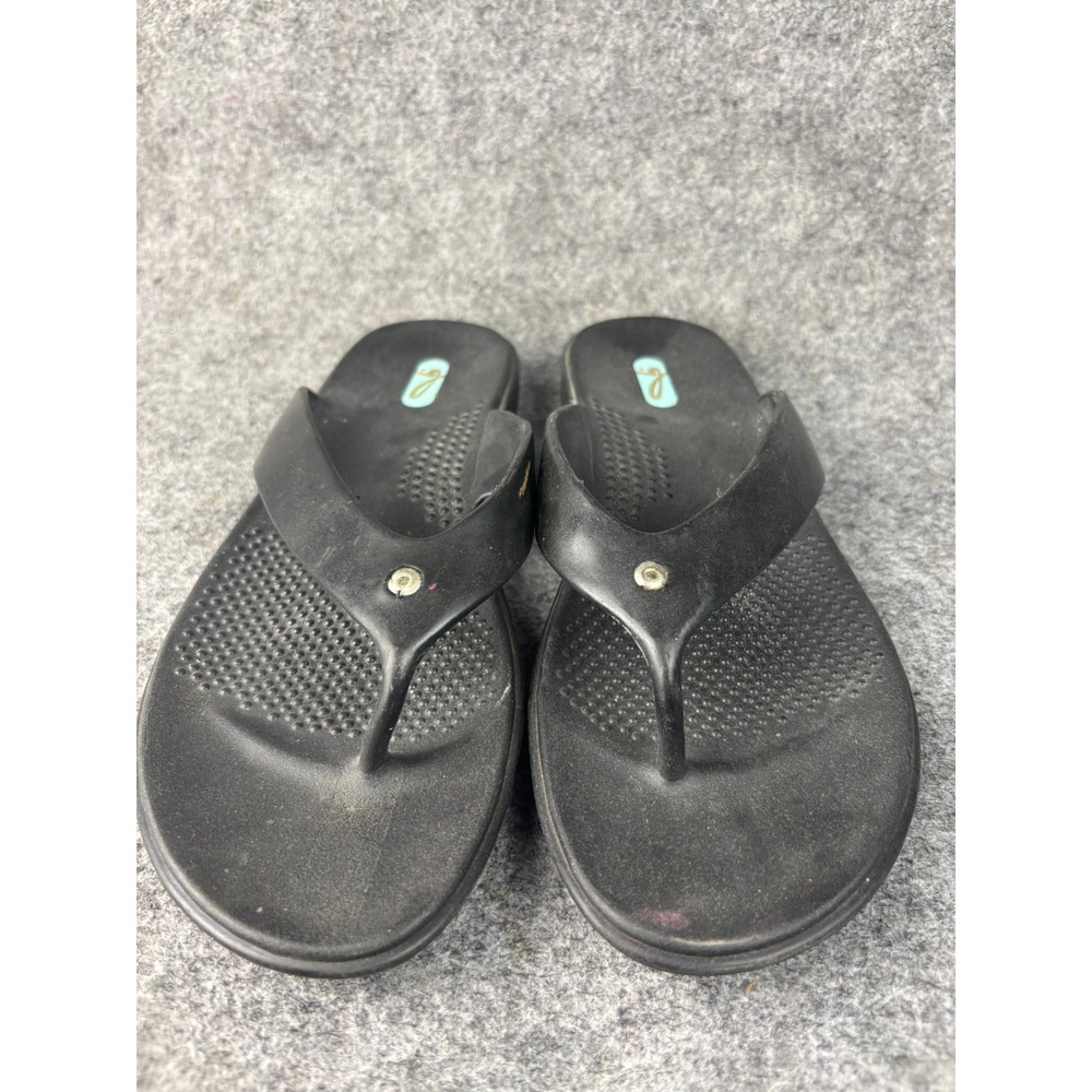 Oka-B Flip Flop Sandals Womens L Black Thong Comfort Casual Made in USA